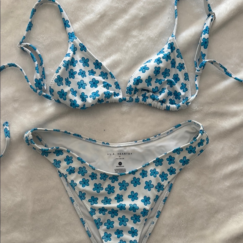 Pacsun Blue Floral Bikini Set